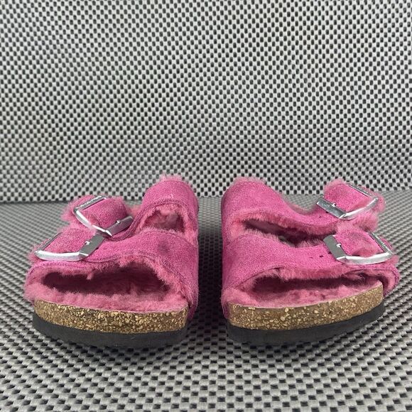 Birkenstock Arizona Shearling Sandals Womens 32 L1 Pink Leather Made In Germany - Picture 6 of 12